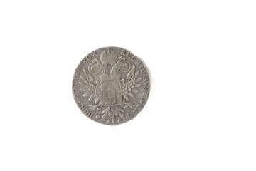Cardiff, Mid Glamorgan Wales UK October 02 2025 reverse  side of a solid silver Austrian Maria Theresa Thaler  Coin
