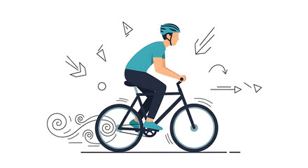 Fototapeta premium Cycling Adventure A Vector Illustration of a Cyclist Enjoying a Ride with Dynamic Arrows