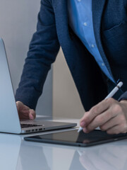 Professional Focus: A Modern Executive Utilizing Technology for Efficient and Creative Work