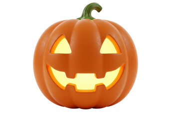 Isolated Halloween jack-o'-lantern glowing orange, ready to scare and decorate, holiday season