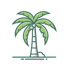 Vibrant Green Palm Tree with Coconuts Minimalist Tropical Island Beach Holiday Icon
