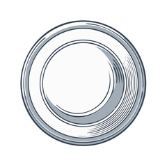 Empty white dinner plate hand drawn sketch vector illustration