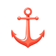 Vibrant red anchor graphic illustration. Marine symbol for nautical design.