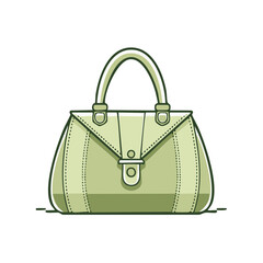 Stylized green handbag with rounded handles and clasp illustration