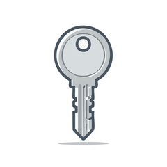 Gray modern key icon, security symbol, access object, safety and privacy concept, unlock house, lock design