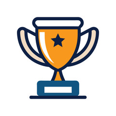 Golden trophy with star on white background icon award symbol Keywords: trophy, award, cup, winner, champion, prize, gold, star, achievement