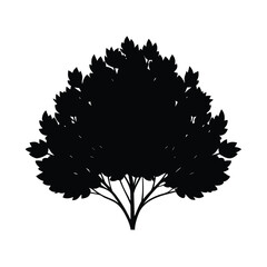 Minimalist black silhouette of a bush on a clean white background