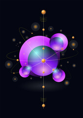 Abstract glowing atom design