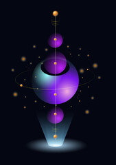 Abstract glowing atom design