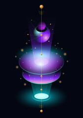 Abstract glowing atom design