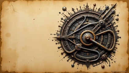 Steampunk Mechanical Gear Assembly Vintage Background
