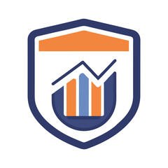 Shield Logo with Upward Trend Business Graph Keywords: business, finance, growth, chart, graph, shield, emblem, logo, statistics, data, analysis