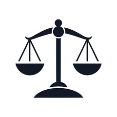 Silhouette of a Justice Scale Icon on White Background Keywords: justice, scale, law, balance, symbol, icon, court, legal, judgment, fairness