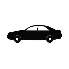 Minimalist black car silhouette on a clean white background