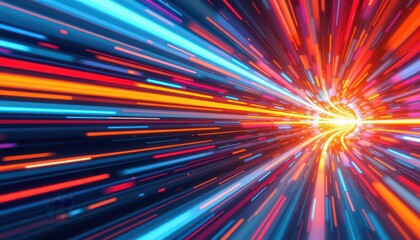 Futuristic Light Streak Tunnel with Dynamic Motion