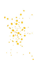 American dollar coins falling. Scattered gold USD
