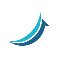 Upward Arrow Swoosh Logo in Blue and Teal on White Background vector illustration
