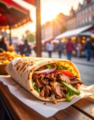 Street food wrap at a bustling market