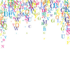 Falling letters of English language. Colorful