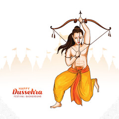 Lord rama happy dussehra festival wishes card illustration festival background