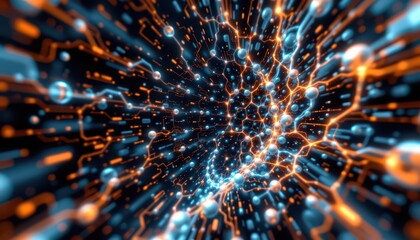 Futuristic Digital Network with Bright Data Streams