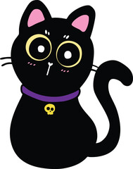 illustration halloween cat hand drawn concept vector