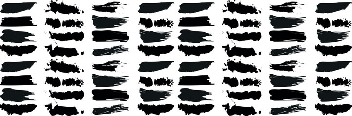 Abstract Black Vector Set Featuring Grungy, Artistic, and Vibrant Paint Brush Stroke Textures with a Handcrafted Look on White Backdrop