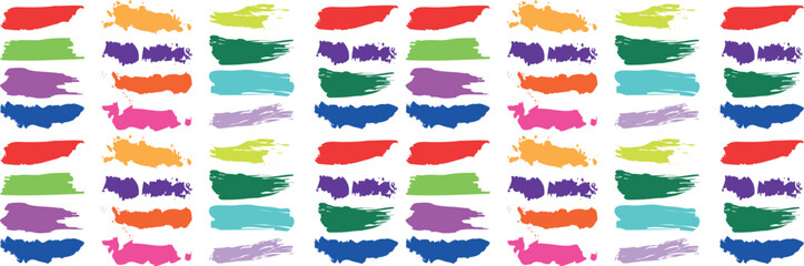 Creative 64 Piece Vector Collection of Hand-Made Colorful Paint Strokes in an Artistic Grunge Style, Perfectly Isolated on White Canvas