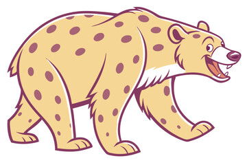 Cartoon Spotted Bear Smiling Walking Character on White Background Cute