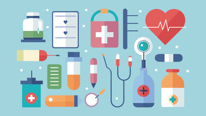 Collection of 25 health and medical icons featuring a stethoscope and various medical symbols