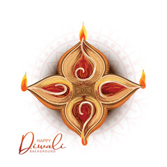 Happy diwali decorative oil lamp festival card background