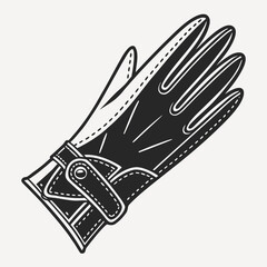 Illustration of a black leather glove with white stitching