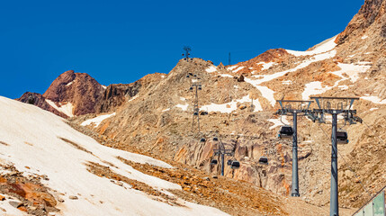 Alpine summer view at Tiefenbach glacier at Soelden, Oetztal valley, Tyrol, Austria