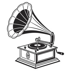 Monochrome gramophone for vintage music listening