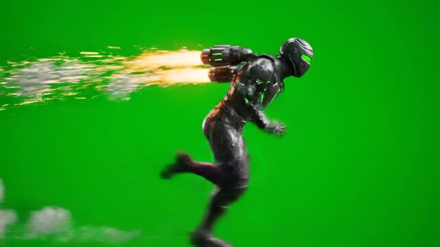 Running with Jetpack on Green Screen for Visual Effects