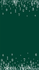 Flying digits and numbers. School math notebook