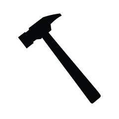 Simple black hammer silhouette on a clean white background for design use
