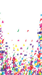 Scattered letters of latin alphabet. Colorful