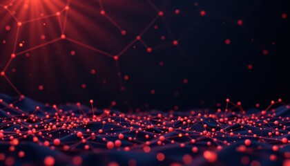 Futuristic Digital Network with Glowing Pink Spheres