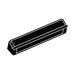 Black silhouette of a musical harmonica on a clean white background