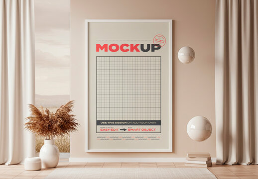 Surreal Cream Scene Vertical Frame Mockup