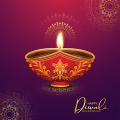 Elegant greeting card of diwali festival background