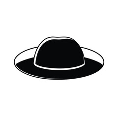 Minimalist black silhouette of a hat on a clean white background