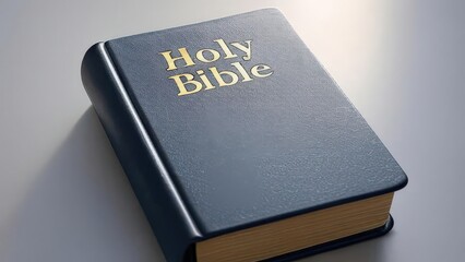 Old holy bible book with cross symbol on cover isolated on white background