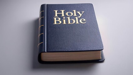 Old holy bible book with cross symbol on cover isolated on white background