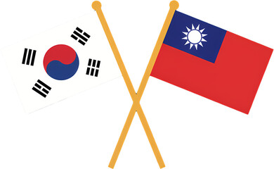 National flag icon illustration symbolizing friendly relations between the Republic of Korea and East Asia, Central Asia (Taiwan, Mongolia, Japan, China, Uzbekistan, Kazakhstan, Kyrgyzstan, Tajikistan