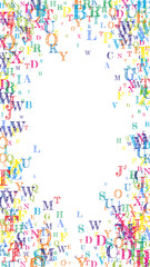 Scattered letters of latin alphabet. Colorful