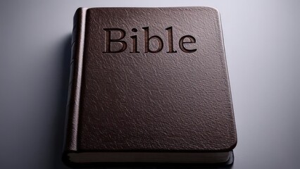 Old holy bible book with cross symbol on cover isolated on white background