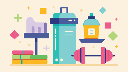 Collection of diverse fitness and gym icons including dumbbells weights and exercise equipment