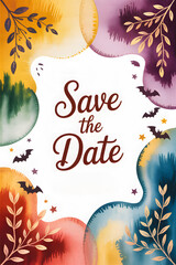 Watercolor Halloween Save the Date Template | Autumn Invitation Card